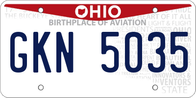 OH license plate GKN5035