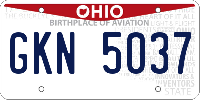 OH license plate GKN5037
