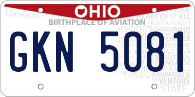 OH license plate GKN5081