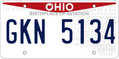 OH license plate GKN5134