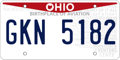 OH license plate GKN5182