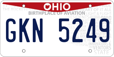 OH license plate GKN5249