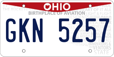OH license plate GKN5257