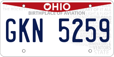 OH license plate GKN5259