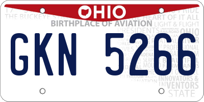 OH license plate GKN5266
