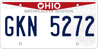 OH license plate GKN5272