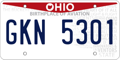 OH license plate GKN5301