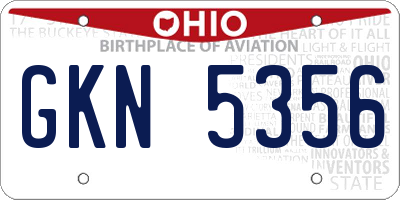 OH license plate GKN5356