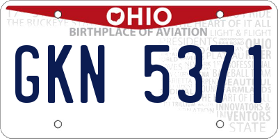 OH license plate GKN5371