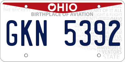 OH license plate GKN5392