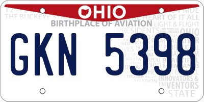OH license plate GKN5398
