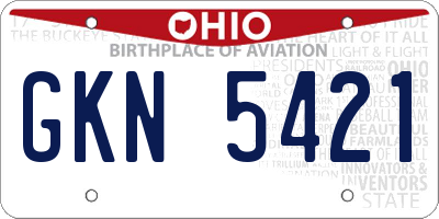 OH license plate GKN5421