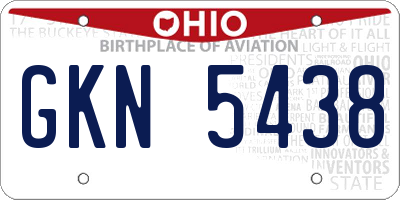 OH license plate GKN5438