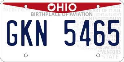 OH license plate GKN5465