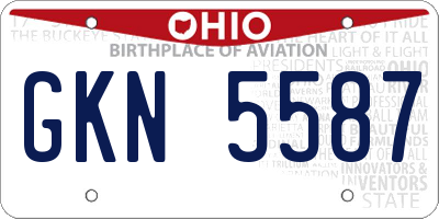 OH license plate GKN5587