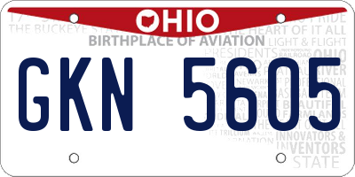 OH license plate GKN5605