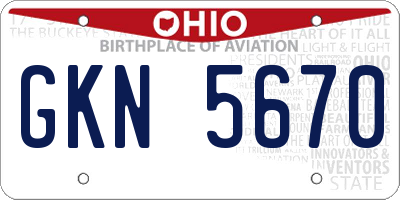 OH license plate GKN5670