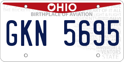 OH license plate GKN5695