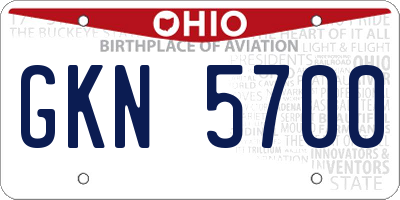 OH license plate GKN5700