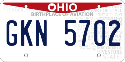OH license plate GKN5702