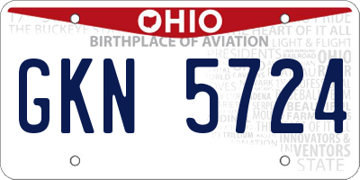 OH license plate GKN5724