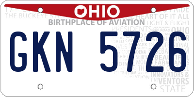 OH license plate GKN5726