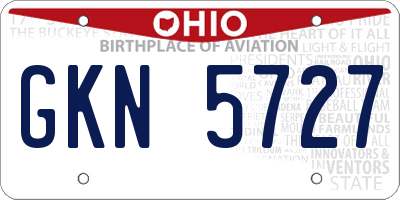 OH license plate GKN5727
