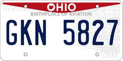 OH license plate GKN5827