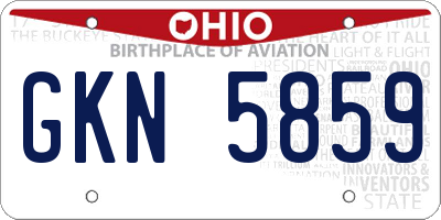 OH license plate GKN5859