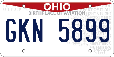OH license plate GKN5899