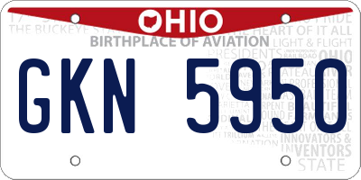 OH license plate GKN5950