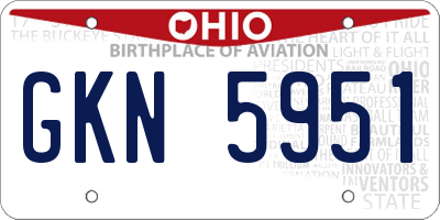OH license plate GKN5951