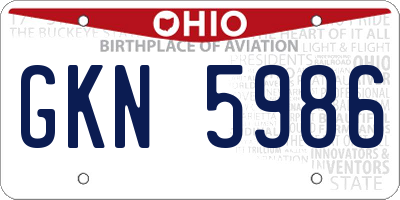 OH license plate GKN5986