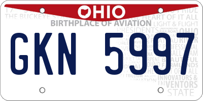 OH license plate GKN5997