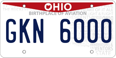 OH license plate GKN6000