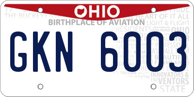 OH license plate GKN6003