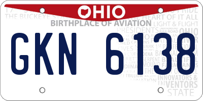 OH license plate GKN6138
