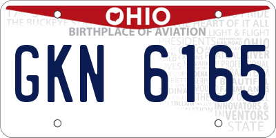 OH license plate GKN6165