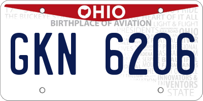 OH license plate GKN6206
