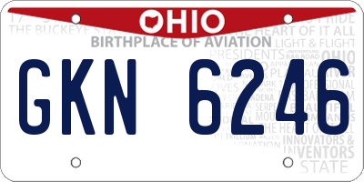 OH license plate GKN6246