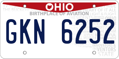 OH license plate GKN6252