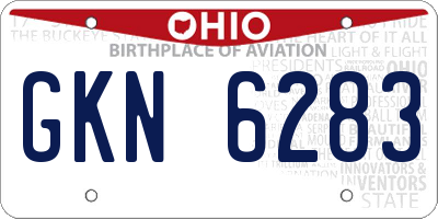 OH license plate GKN6283
