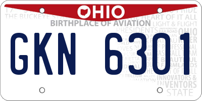 OH license plate GKN6301