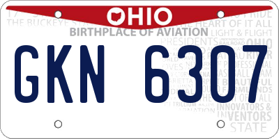 OH license plate GKN6307