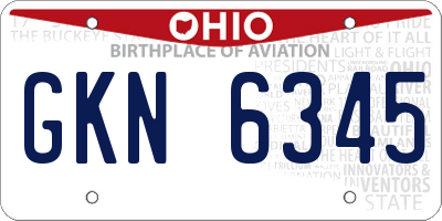 OH license plate GKN6345