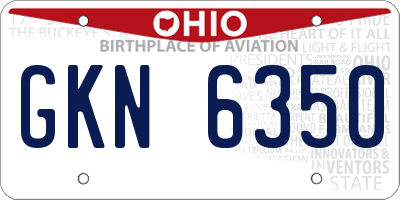 OH license plate GKN6350