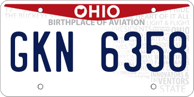 OH license plate GKN6358
