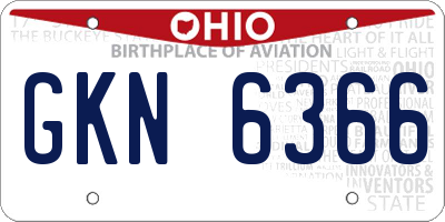 OH license plate GKN6366