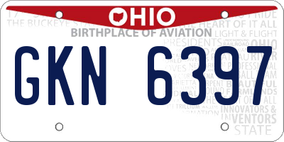 OH license plate GKN6397