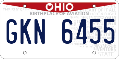 OH license plate GKN6455
